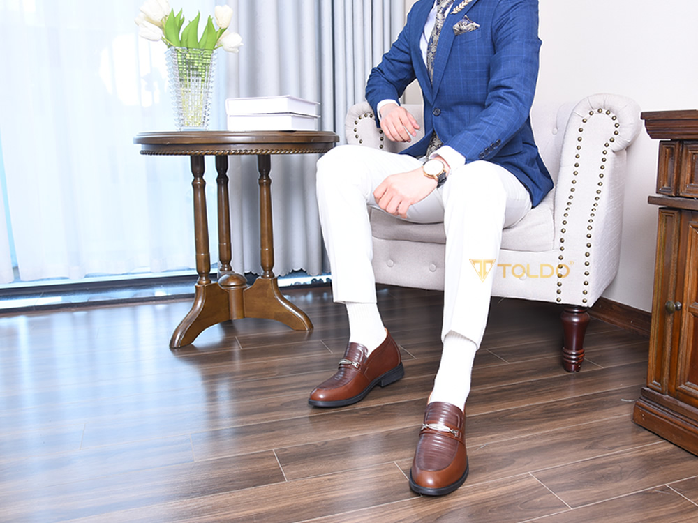 Giày lười tăng 8cm chiều cao da thật